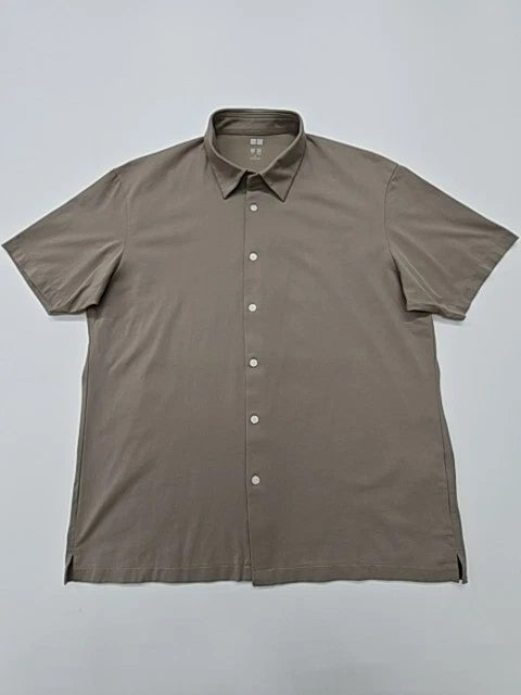 Uniqlo Mens Taupe Airism Polo Shirt Size L Cool Dry Pique Collared