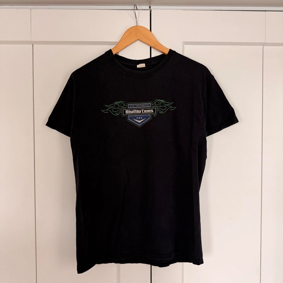 Modern Mens Small Big Rig Tees T-Shirt Black Graphic Trucker Flame Cotton