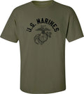 "U.S. Marines" Vintage Arch Black Ink Adult Short Sleeve Tee - Adult Small to 5X