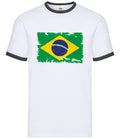 Brazil Grunge Style Flag - Mens Ringer - Brazilian Country Brasilia Flags
