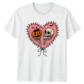 Skeleton Skull Pumpkin Heart T-Shirt Goth Romance Halloween Gift For Him Her