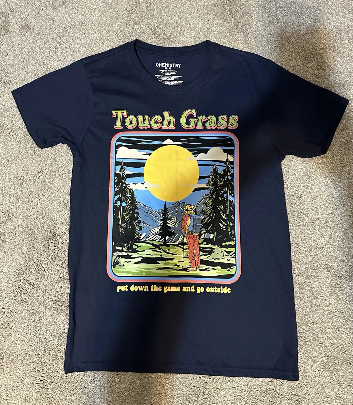 Touch Grass, Put Down The Game Go Outside Chemistry T Shirt Size Medium
