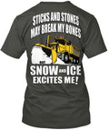 Snow Plow Ice Left Chest T-Shirt Made in the USA Size S to 5XL