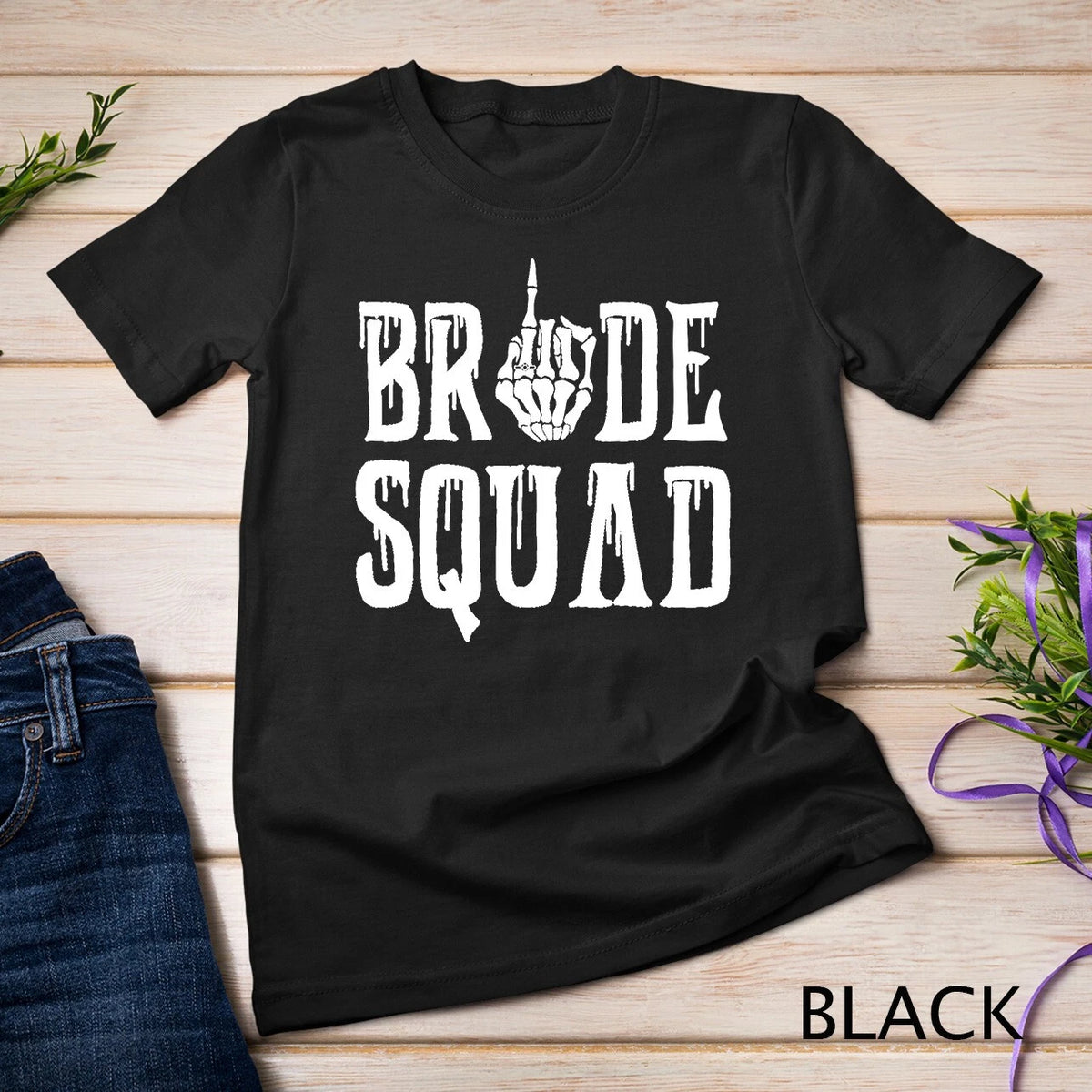 Spooky Bride Squad Gothic Wedding Halloween Bachelorette T-Shirt Unisex T-shirt Image 1 of 4