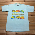 Vintage 90s Is It June Yet School Bus Teacher Summer Graphic T-Shirt USA Medium