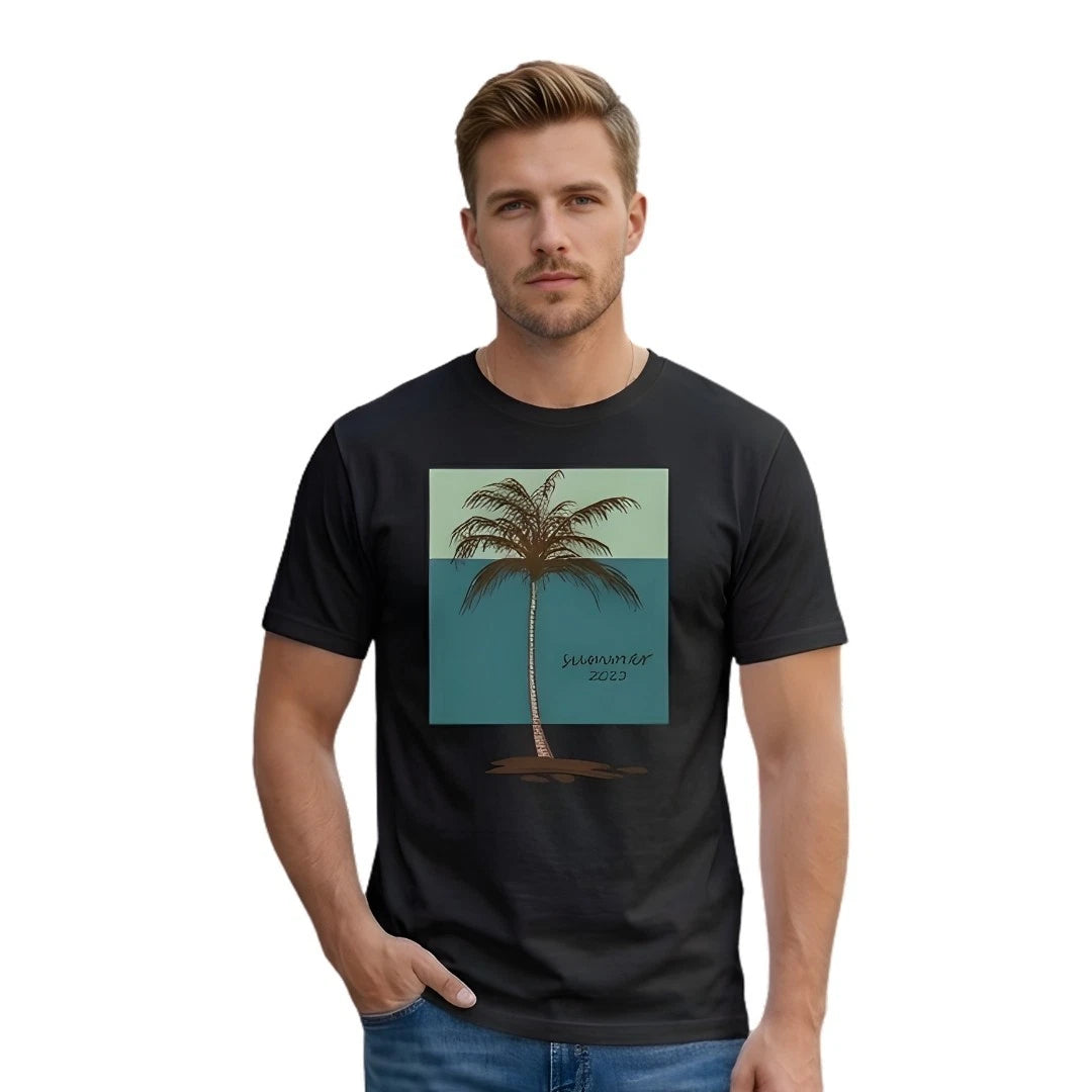 Palm Tree T-Shirt Men's Tropical Beach Graphic Tee Summer Holiday Aesthetic Top