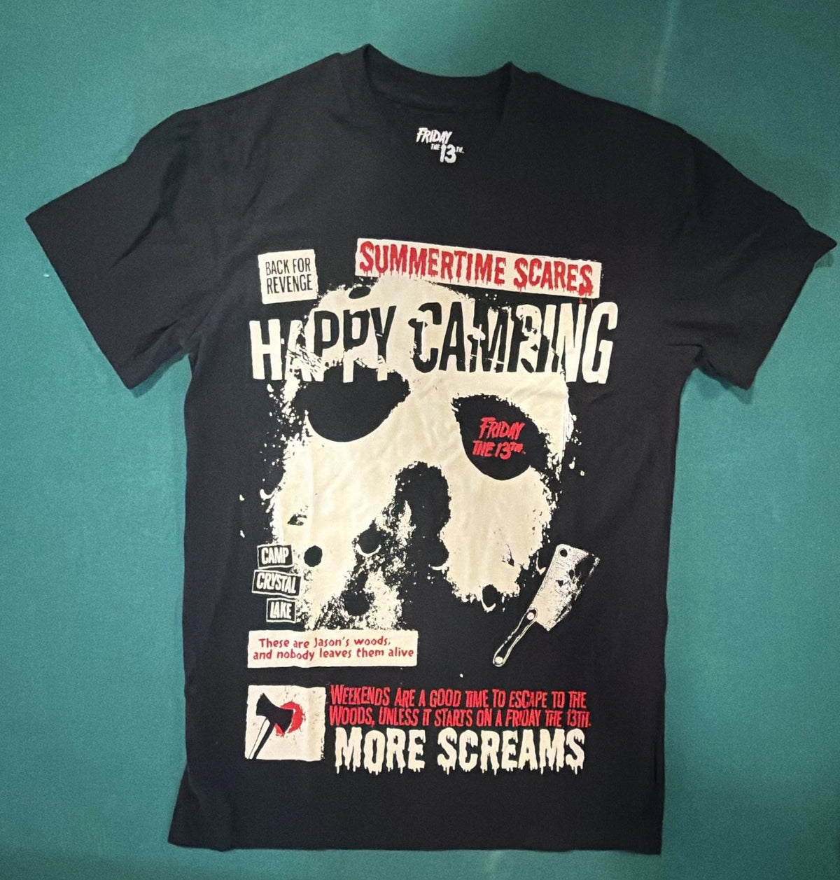 Friday The 13th Happy Camping Jason T-Shirt Size S Black
