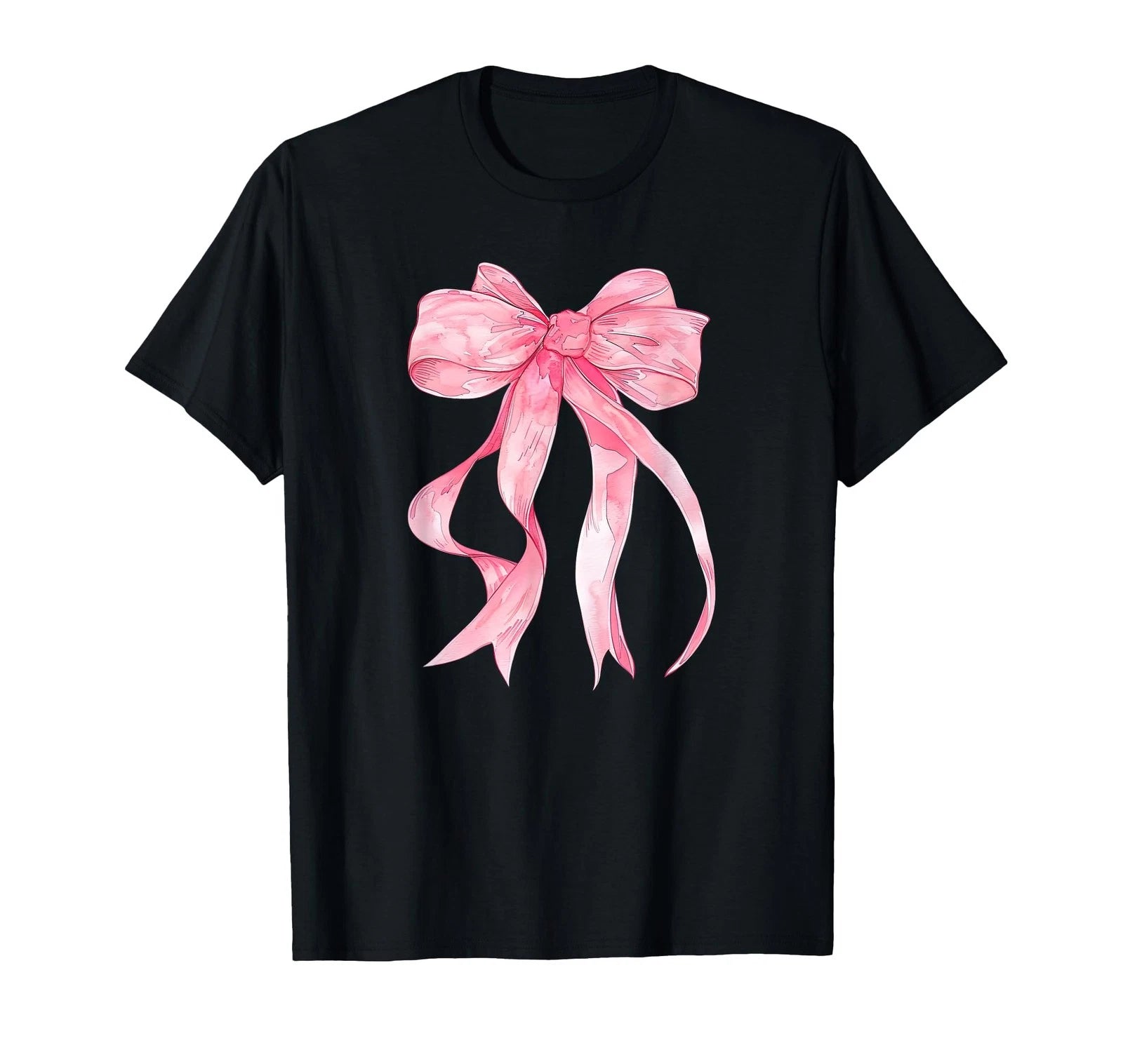 Girly & Trendy Cute Pink Ribbon Bow Tie Watercolor Ribbon T-Shirt