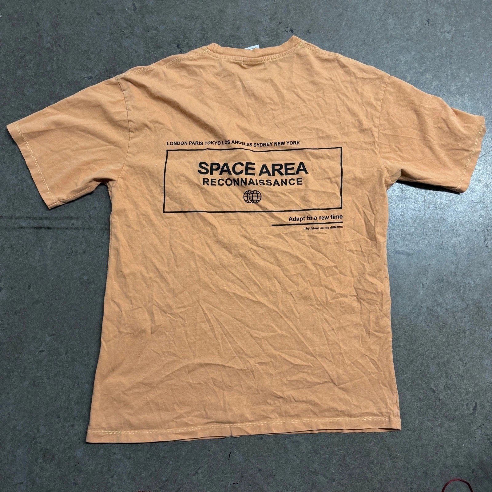 Zara Mens Space Area Reconnaissance Pocket T-Shirt Orange Small Streetwear Tee