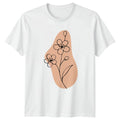 Minimalist Line Art Floral Bloom T-Shirt Botanical Illustration Nature Birthday