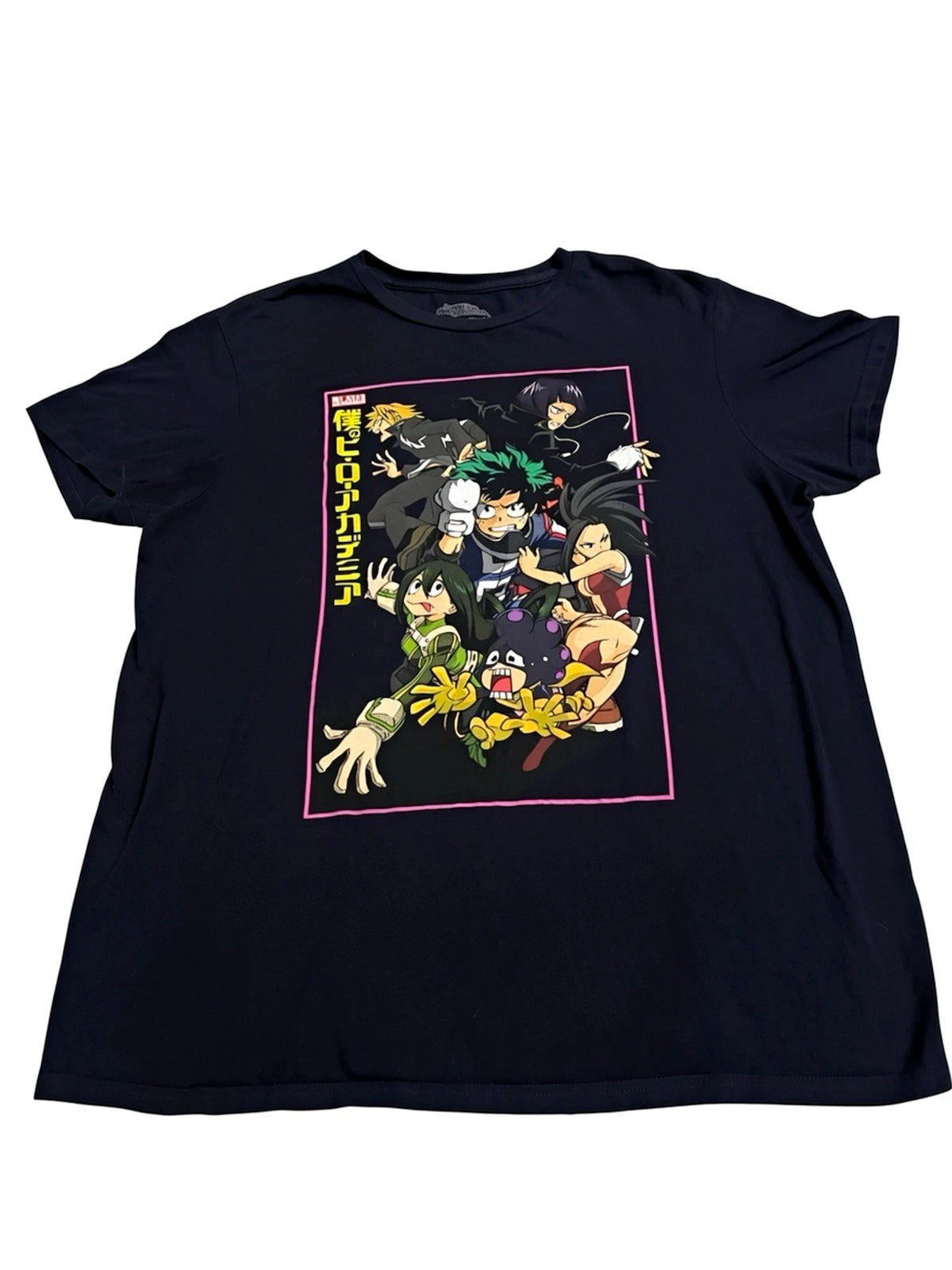 My Hero Academia Men’s Black Graphic Tee Crew Neck Short Sleeve Size L