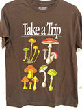 Descendants Take a Trip Mushroom Graphic Brown Crew Neck Tee Mens M