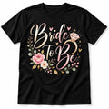 Bride To Be Floral Diamond Ring Bachelorette Graphic Tee Black Shirt