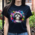 Shih Tzu dog mom Color Splash Unisex T-shirt Black Navy Dark Heather