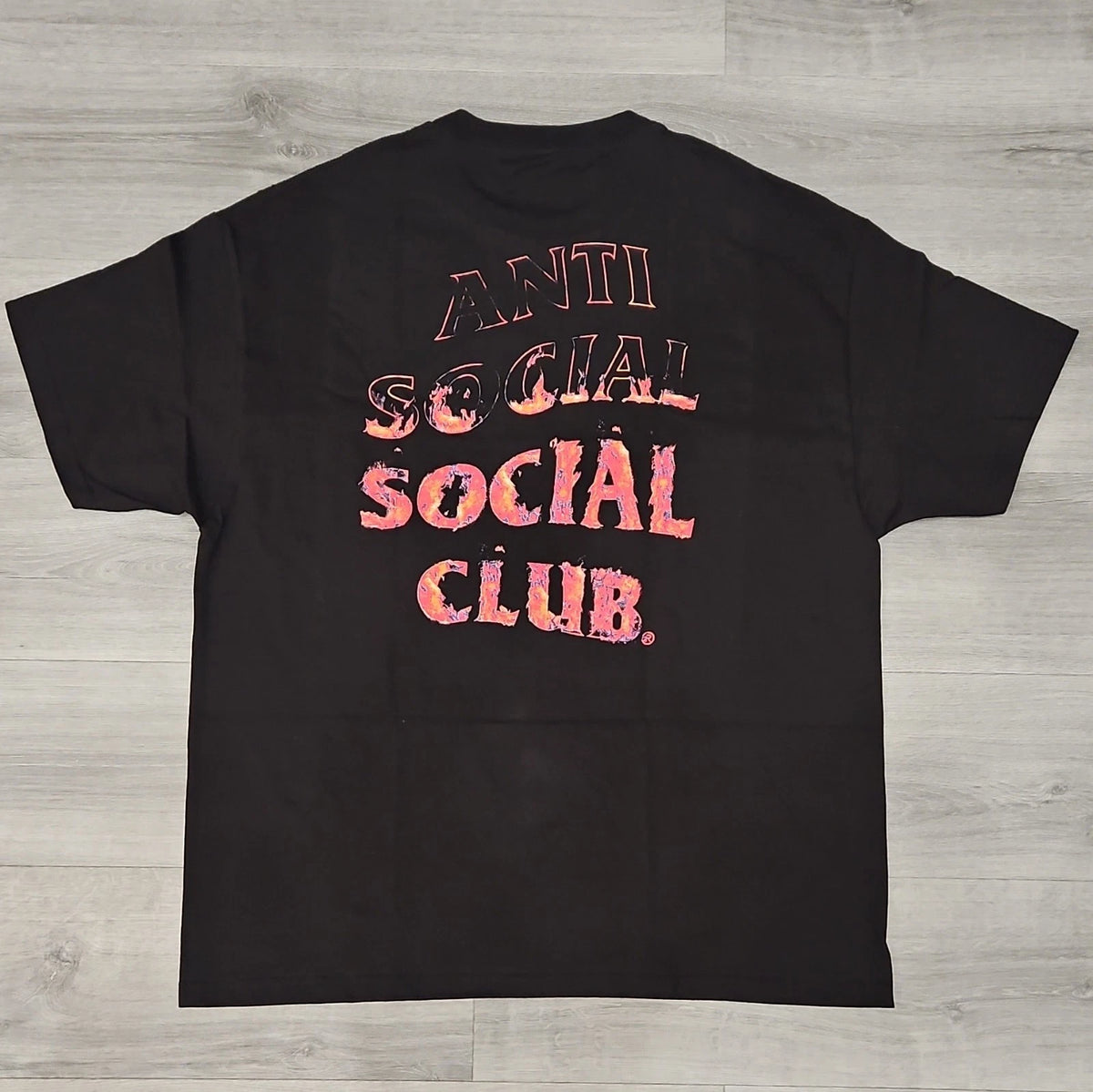 Anti Social Social Club Logo Graphic Black Cotton Knit Crew Neck Tee Mens 2XL