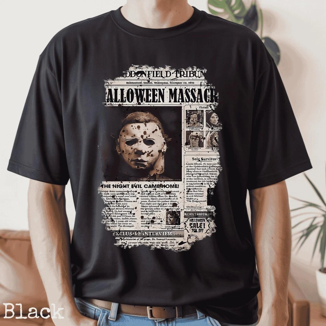 Halloween Newspaper, Spooky Season Unisex T-Shirt S-5XL Image 1 of 4