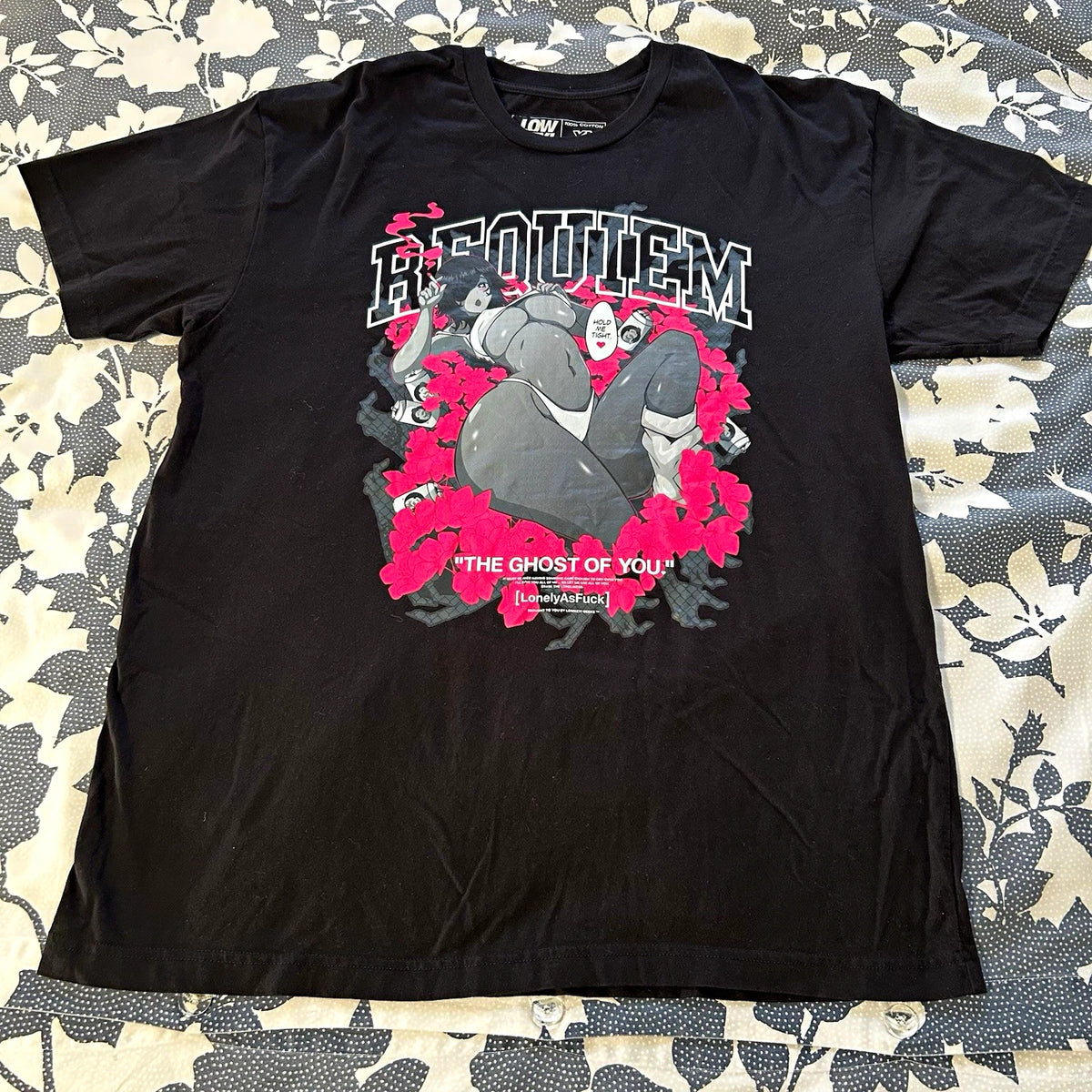 Rare LonelyAsFuck x Lowkey Geeks Requiem Anime Graphic T Shirt Black Men Size XL