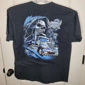 Y2K Gildan American Trucker Shirt Mens XL Gray Skull Semi Truck Graphic T-Shirt