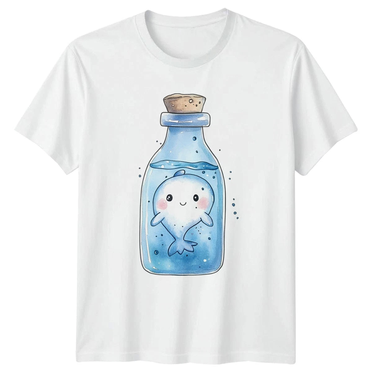 Cute Whale In A Bottle T-Shirt Ocean Animal Gift For Him And Her