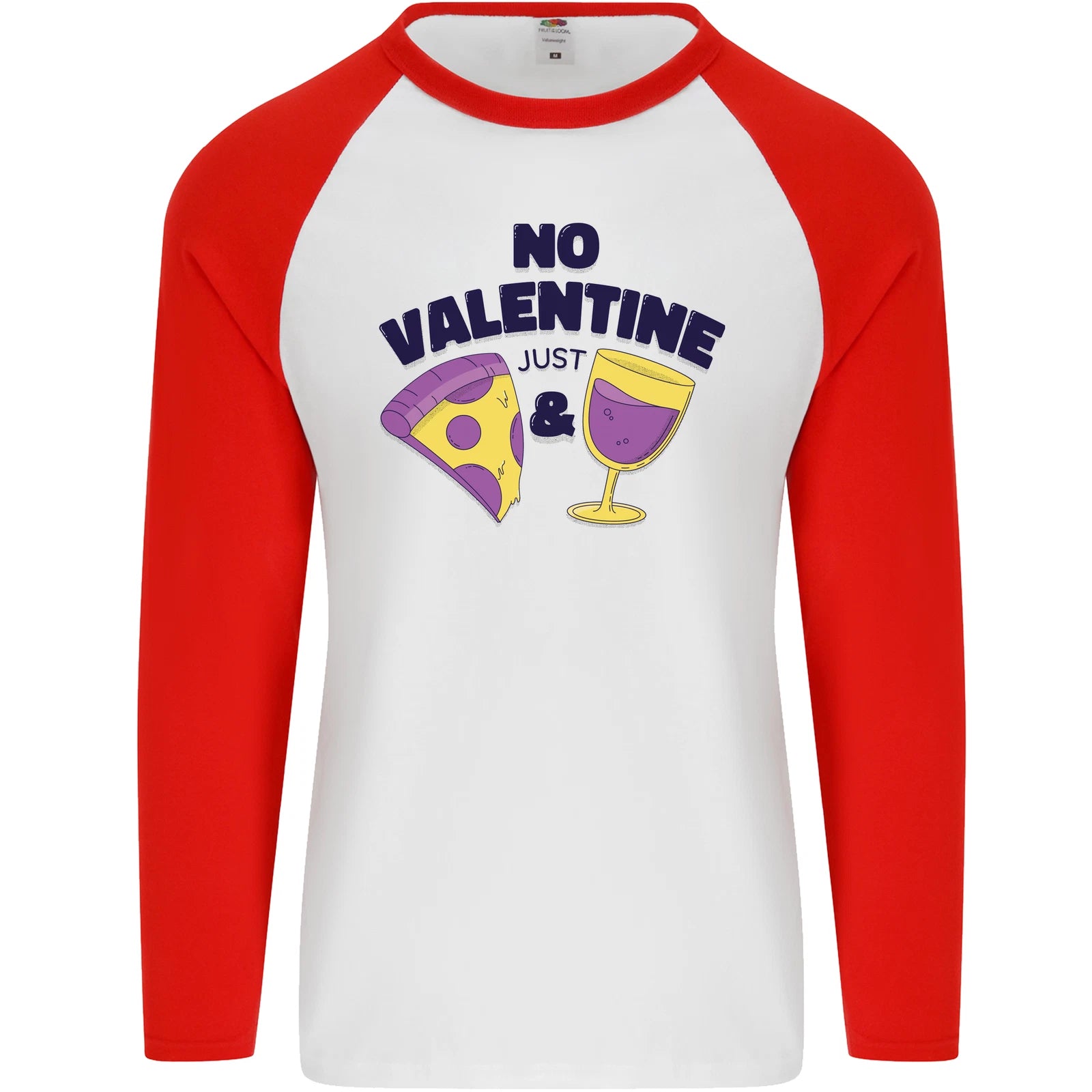 Anti Valentines Day Just Pizza & Wine Mens L/S Baseball T-Shirt