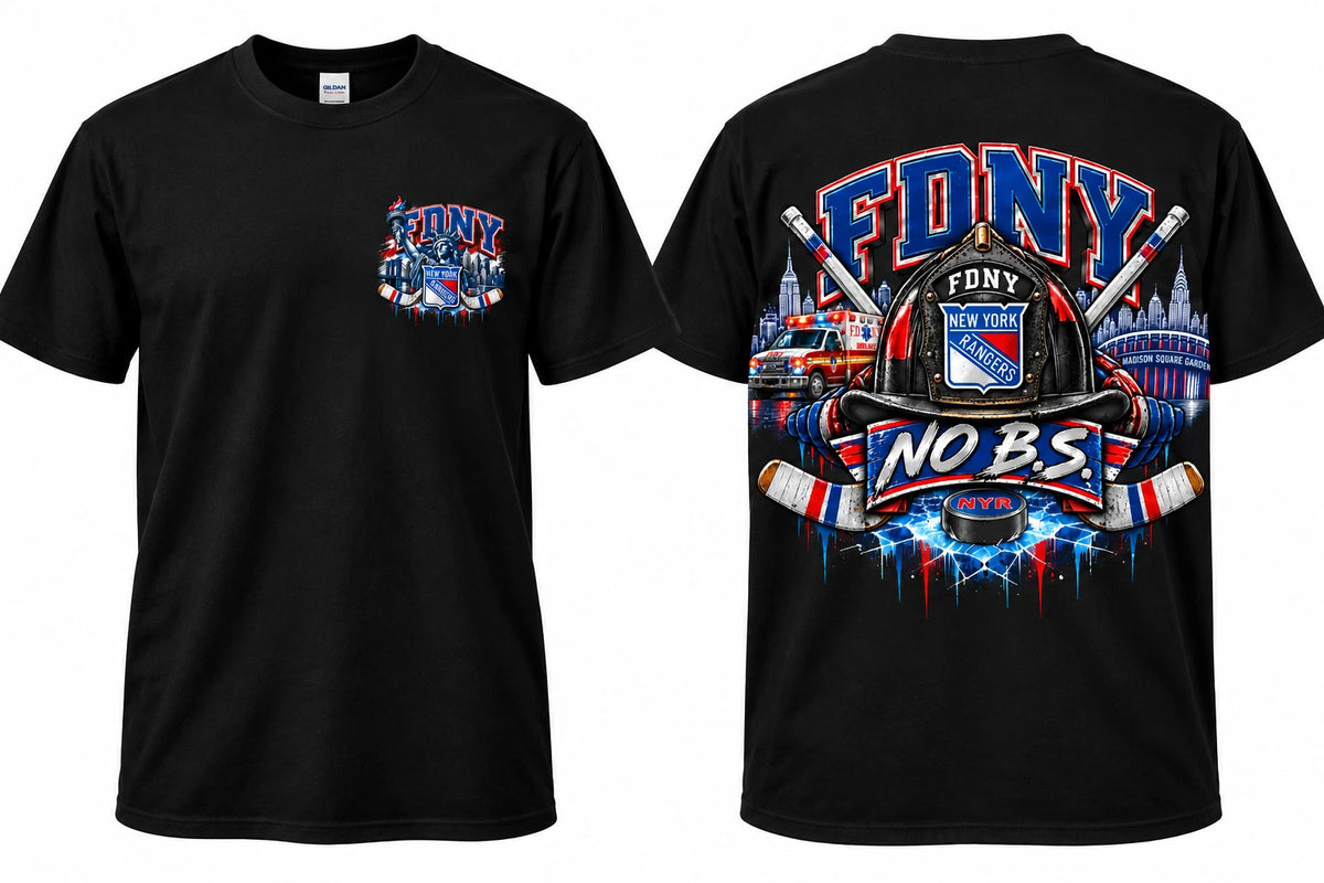 FDNY Rangers Hockey T-Shirt Firefighter EMS NYC No B.S. Gift