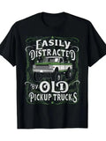 Hot Stylish Old Pickup Trucks Print for Men Women Couple Fashion T-Shirt, Street