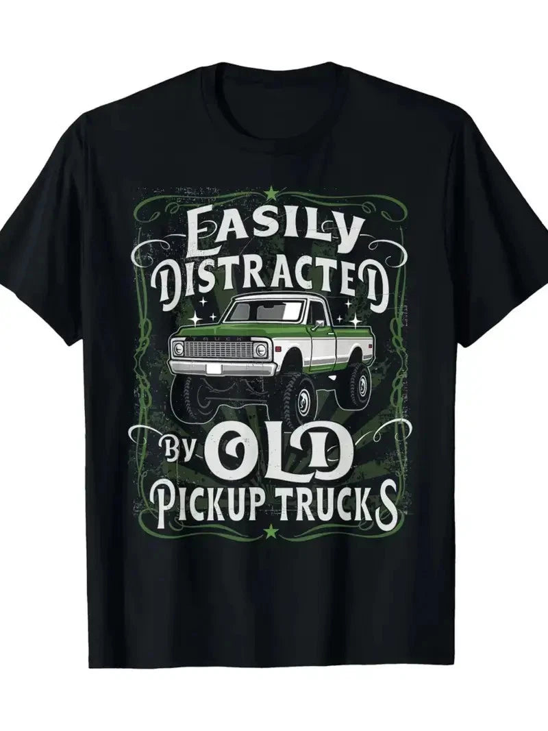 Hot Stylish Old Pickup Trucks Print for Men Women Couple Fashion T-Shirt, Street