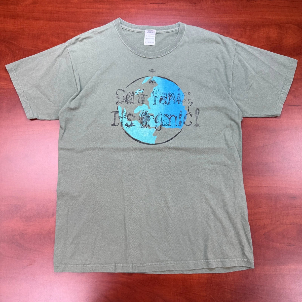 Magic Mushroom Psychedelic Graphic T-Shirt Don’t Panic It’s Organic Gildan L