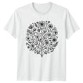 Minimalist Line Art Flower Tree Botanical Womens T-Shirt Illustration Nature