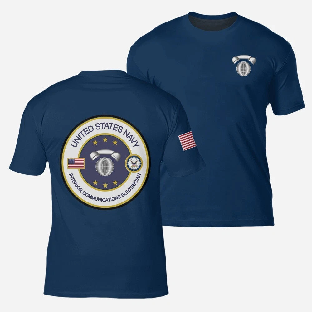 Interior Communications Electrician Custom Name Navy AOP Shirt 3D T-Shirt S-5XL