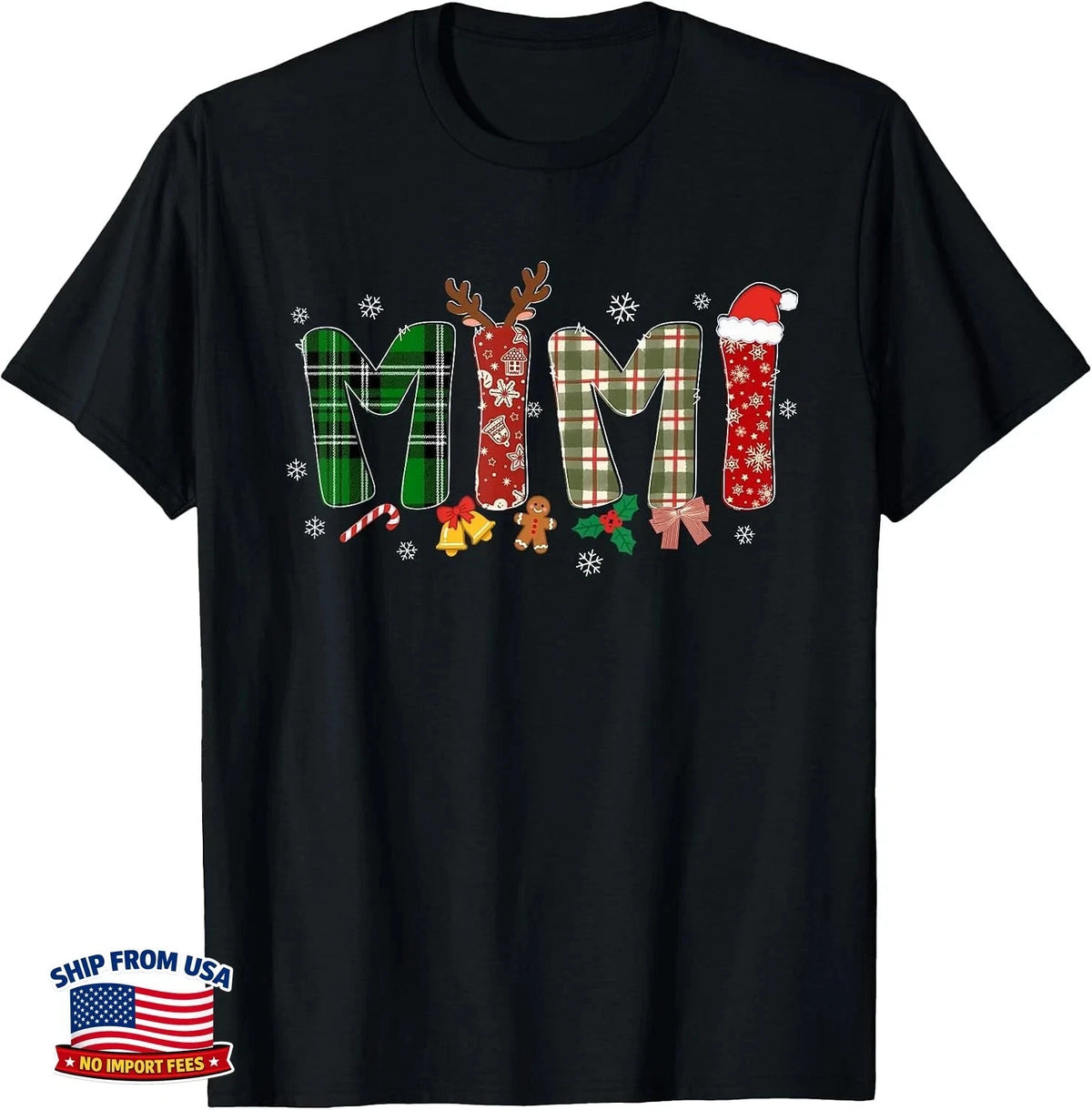 Mimi Christmas Festive Grandma Costume Xmas Family Matching T-Shirt