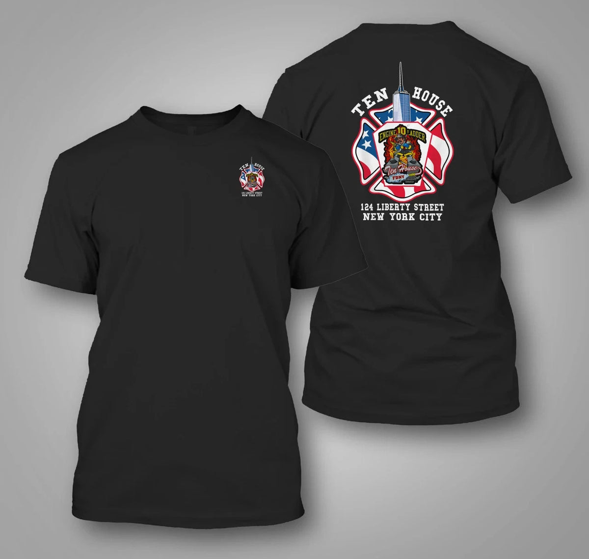 FDNY Ten House Firefighter T-Shirt NYC Fire Department Graphic Tee