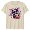 Cute Bat Halloween Pumpkin Mens T-Shirt Womens Tee Graphic Top
