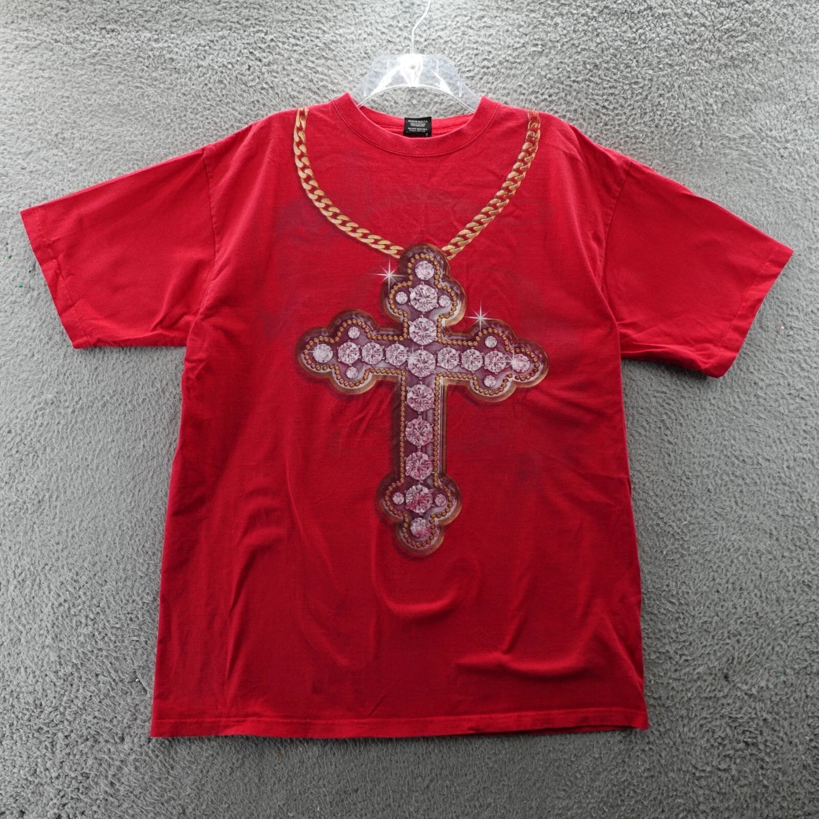 Truicon Shirt Adult Extra Large Red Cross Chain Y2K Grunge Casual Men's