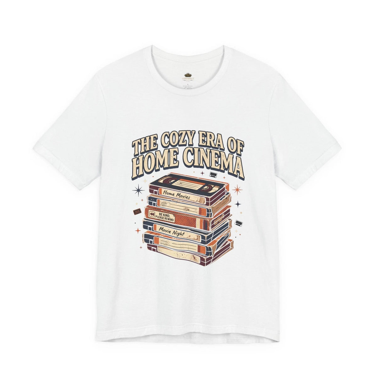 Retro VHS Stack T-Shirt 80s 90s Movie Film Cinema Cozy Nostalgia Aesthetic Tee Image 1 of 4