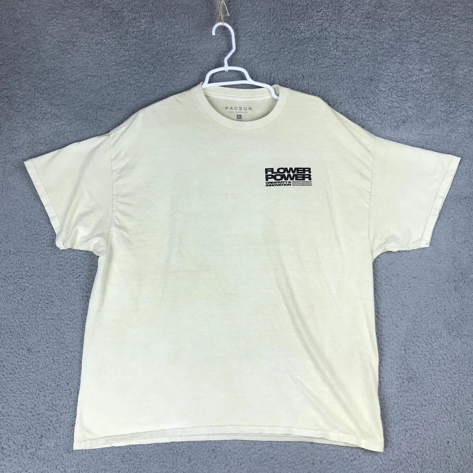 PacSun Shirt Mens XL Cream Flower Power Graphic Tee Creativity & Innovation