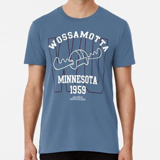 Rocksy And Bullwinkle Wossamotta U Athletics S to 5XL Made in the USA T-Shirt