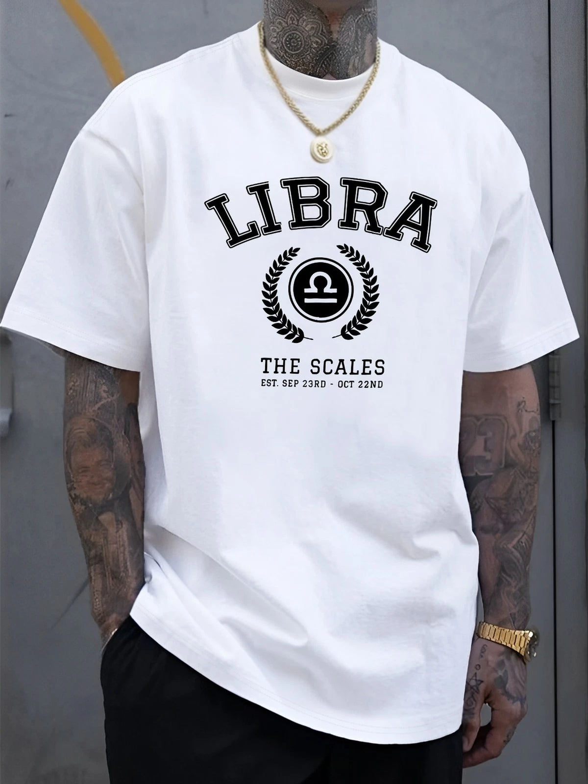 Men'S Libra Zodiac T-Shirt - White Retro Astrology Graphic Tee with Libra The