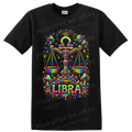 Libra Zodiac Sign Psychedelic Scales Astrology Cosmic Colorful Art T Shirt Tee
