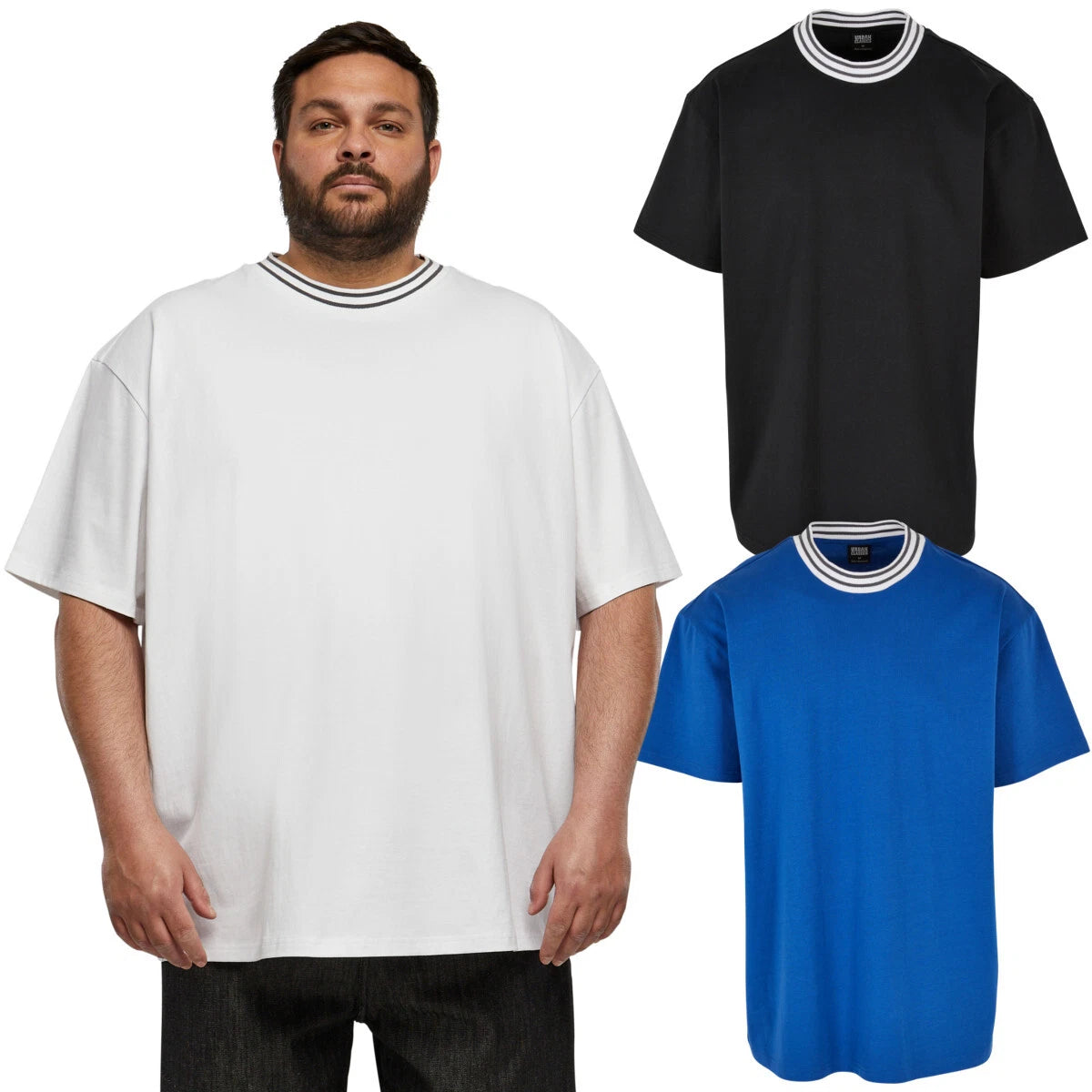 Mens Urban Classics Cotton Sport Ripped Tea Kicker T-Shirt Oversized