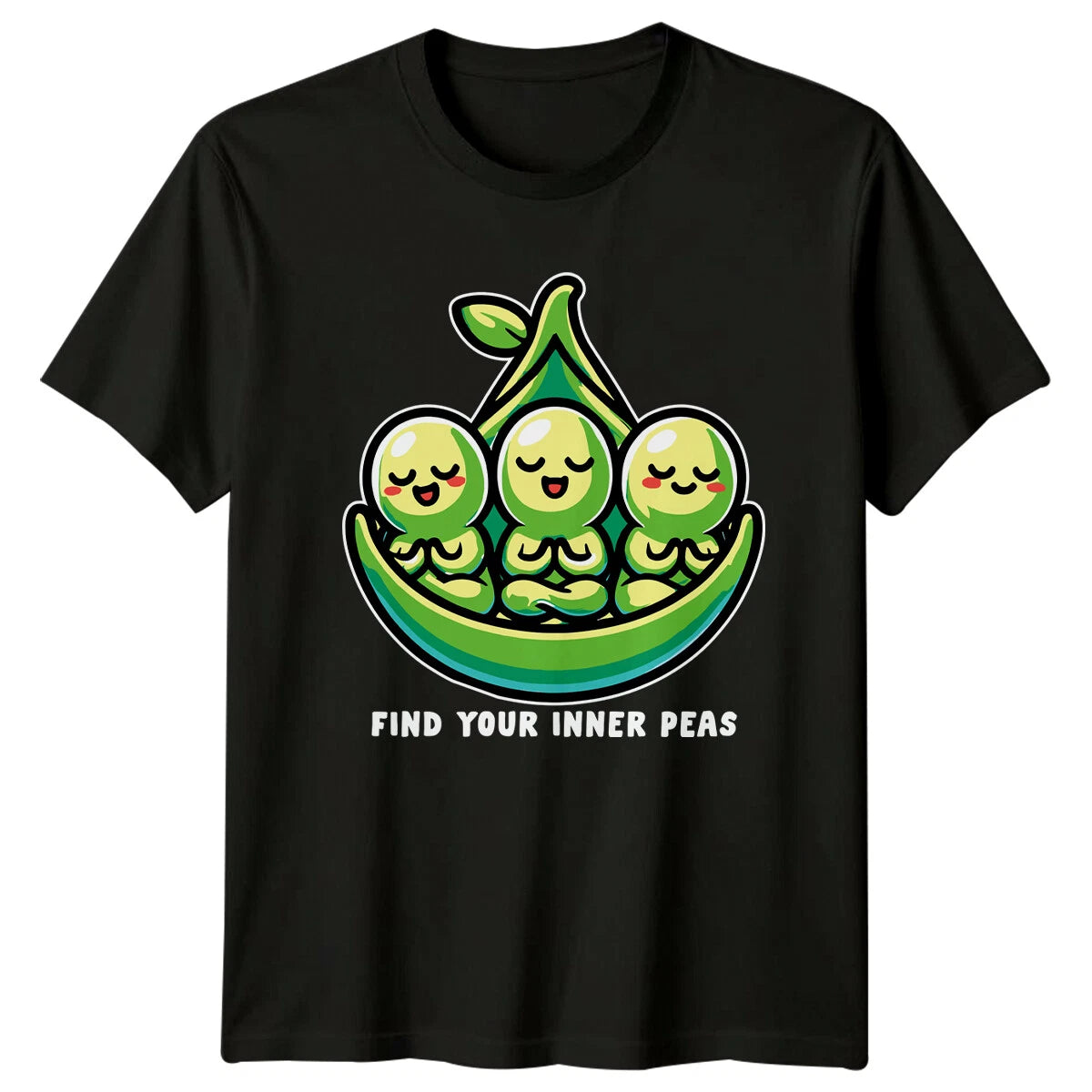 Find Your Inner Peas Yoga T-Shirt Cute Cartoon Meditating Peas Tee