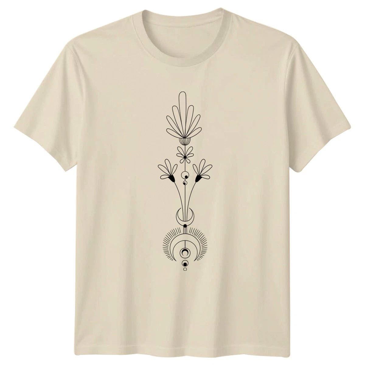Abstract Botanical Celestial Moon Art T-Shirt Minimalist Boho Spiritual Nature