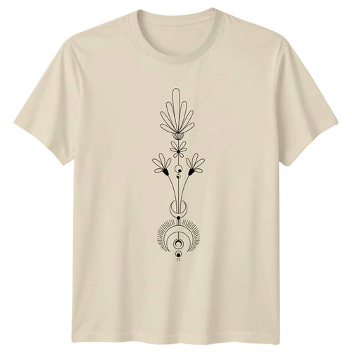 Abstract Botanical Celestial Moon Art T-Shirt Minimalist Boho Spiritual Nature