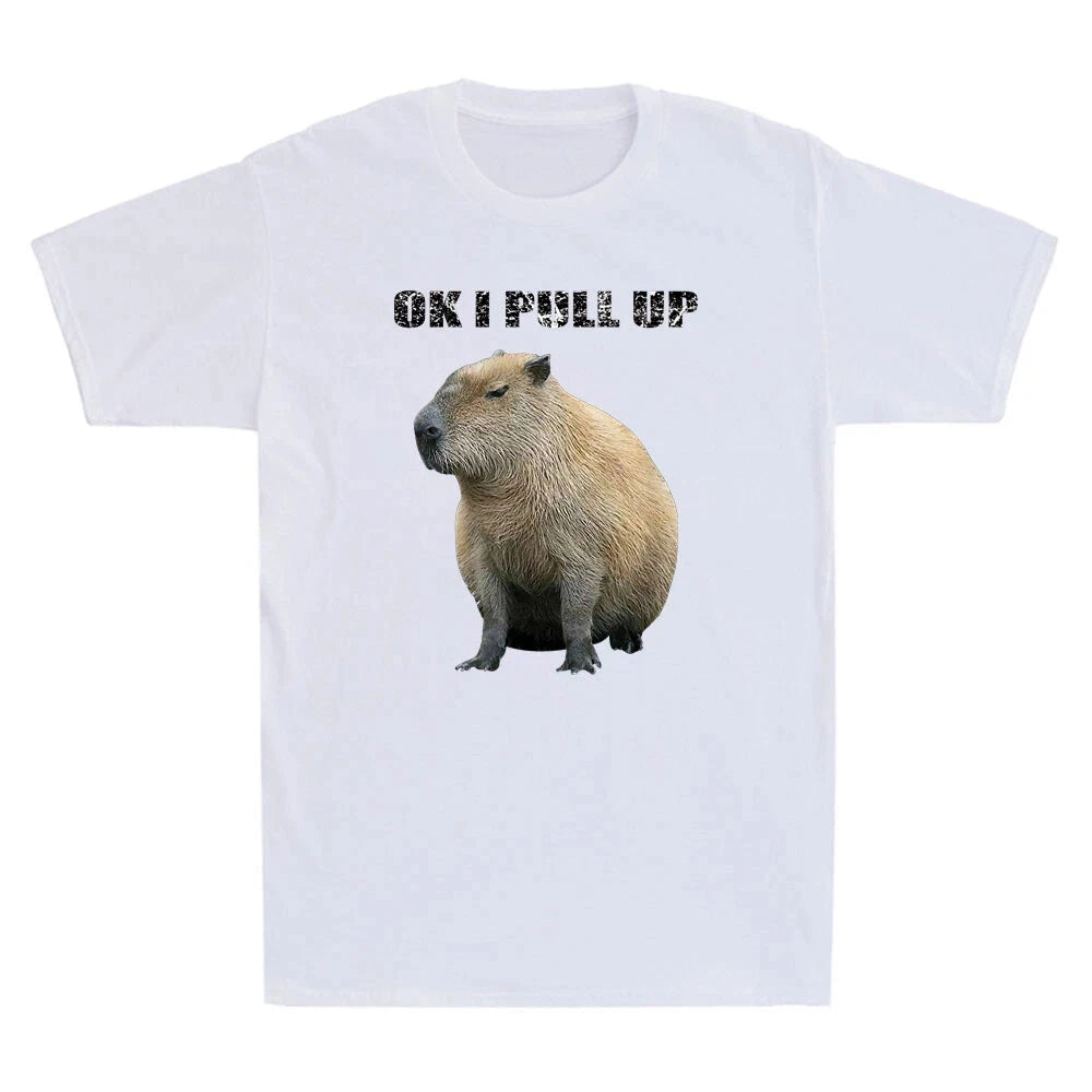 Capybara Ok I Pull Up Funny Capybara Animal Lover Short Sleeve T-Shirt SU15