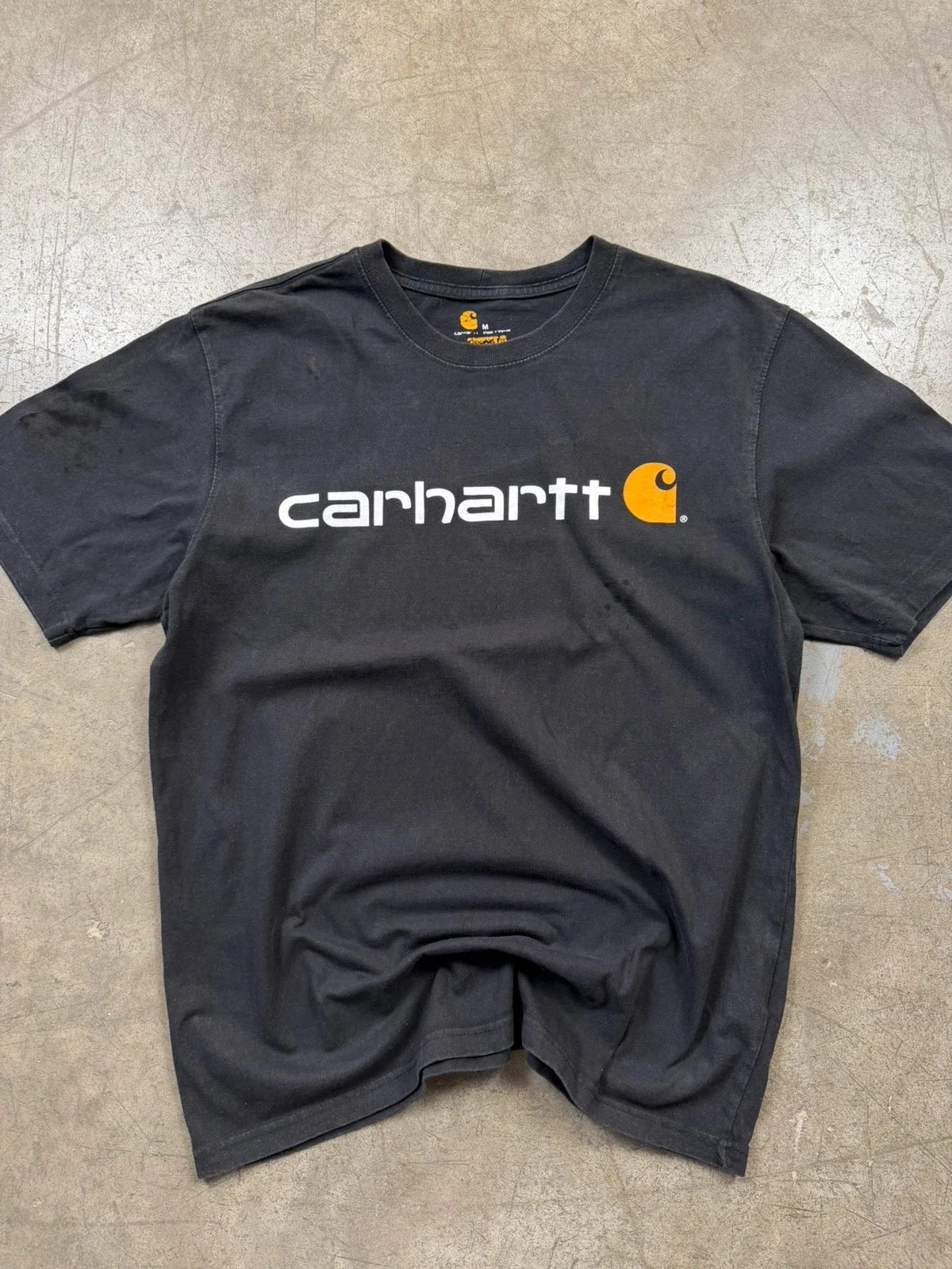 Vintage 00's Carhartt Tee T-Shirt Black Printed Logo Y2k Retro - M