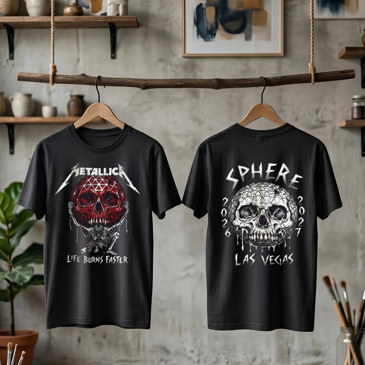 Metallica Sphere Las Vegas 2026 2027 Heavy Cotton T-Shirt Vintage Fan Art Reprin