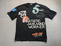 ZARA graffiti artistic mmming worker black shirt mens size L