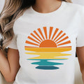 Retro Sunset Rays Wavy Shirt, Sun Shirt, Retro Sunshine Shirt Image 1 of 3
