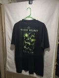 Black Helmet Lg Firefighter T-Shirt Hold The Line Skull Graphic Front Back Men’s
