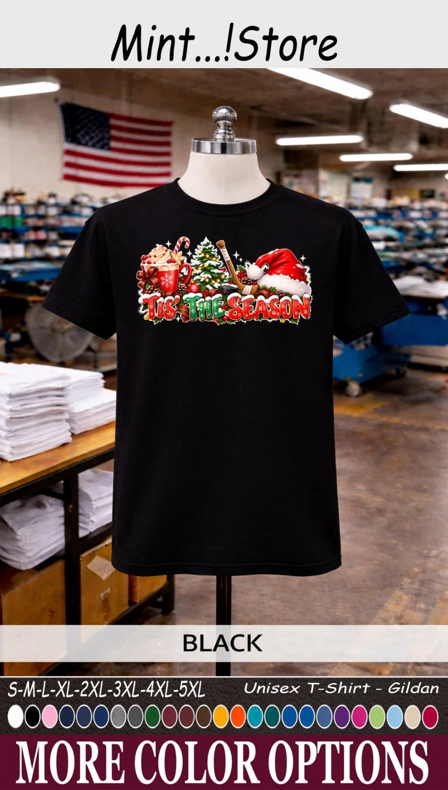 Christmas Season T-Shirt, Cozy Holiday Hot Cocoa Santa Graphic Tee Image 1 of 4